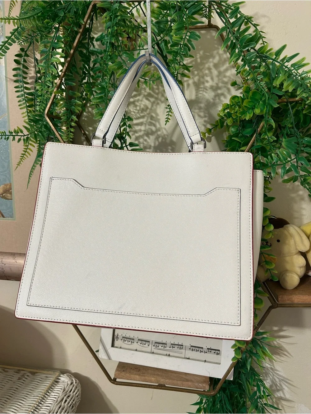 White Karl Lagerfeld bag W / Rainbow trim, Crossbody tote